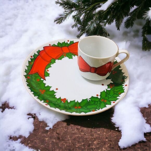 Vintage Fitz & Floyd Snack Plate and Cup Set - Picture 1 of 10